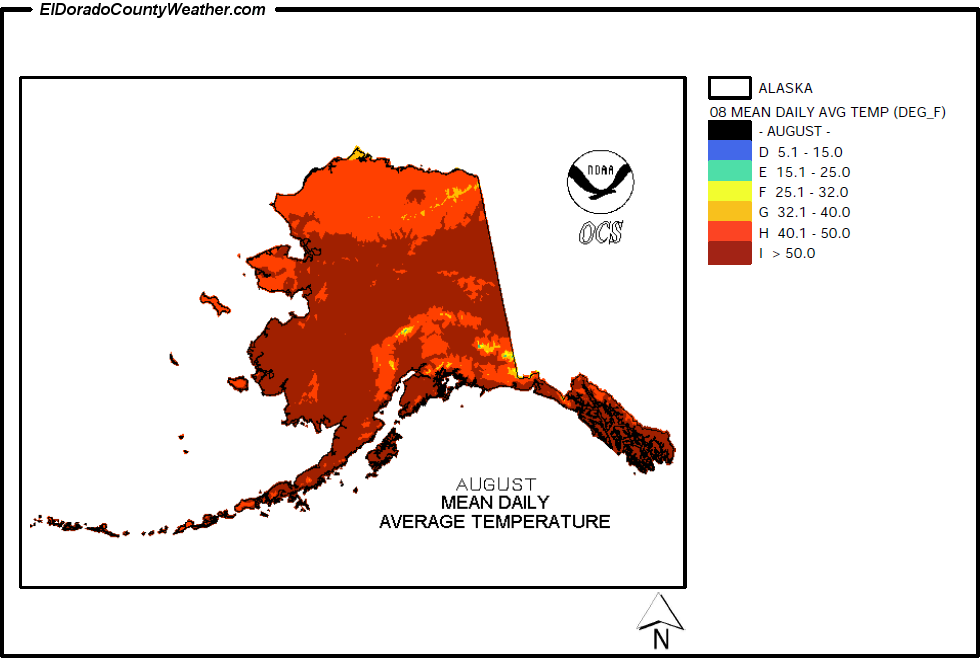 Alaska August Annual Mean Daily Average Temperature